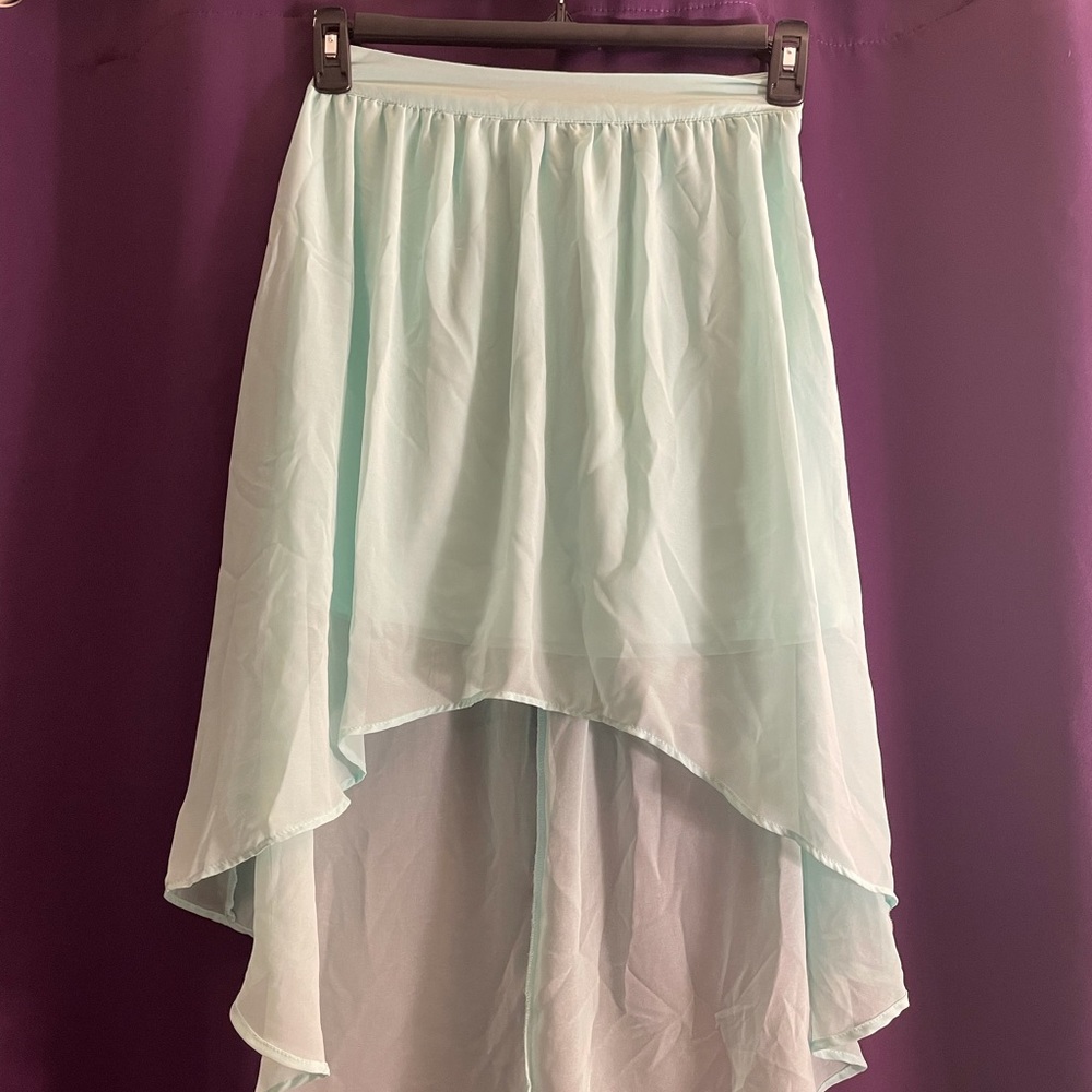 Sheer Soft Green High Low Skirt